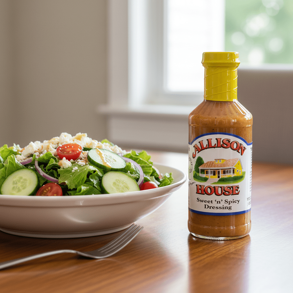71733 Allison House Dressing next to salad Allison House Dressing next to salad