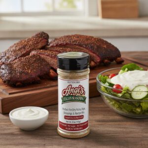 Angi’s Italian Seasoning in a seasoning shaker