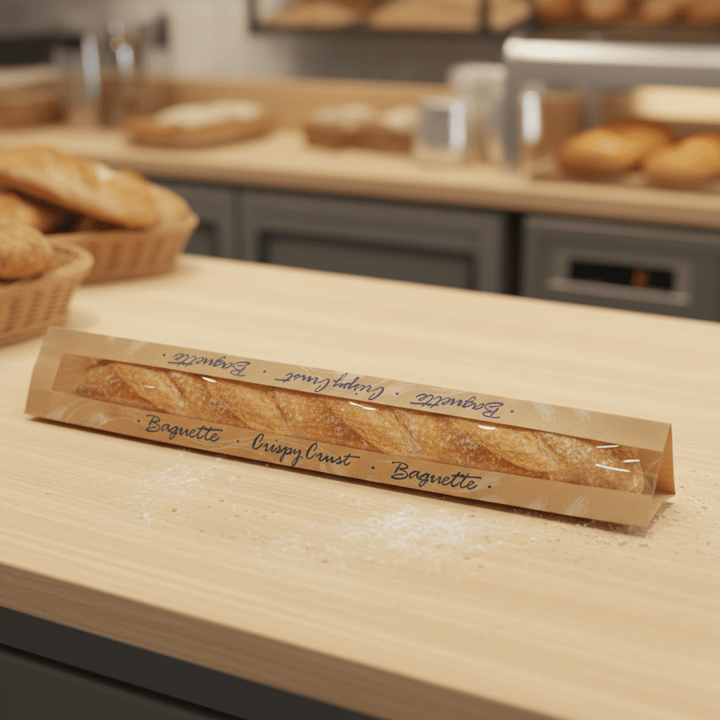 Baguette Bread Bag Natural Kraft with Window | Bakery Bags