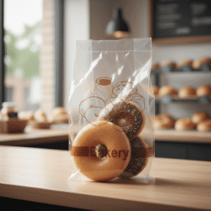 donut bag clear with donut design 4lbs. bag on bakery counter