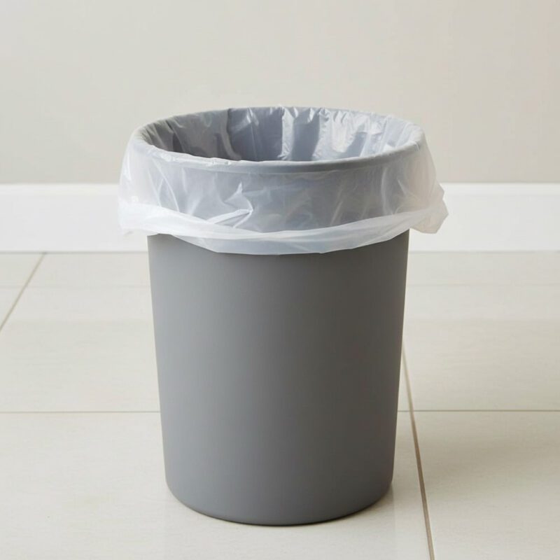 106123-10-15-Gallon-Clear-HD-Can-Liners Clear 10-15 gallon high-density trash liners for office and restroom waste