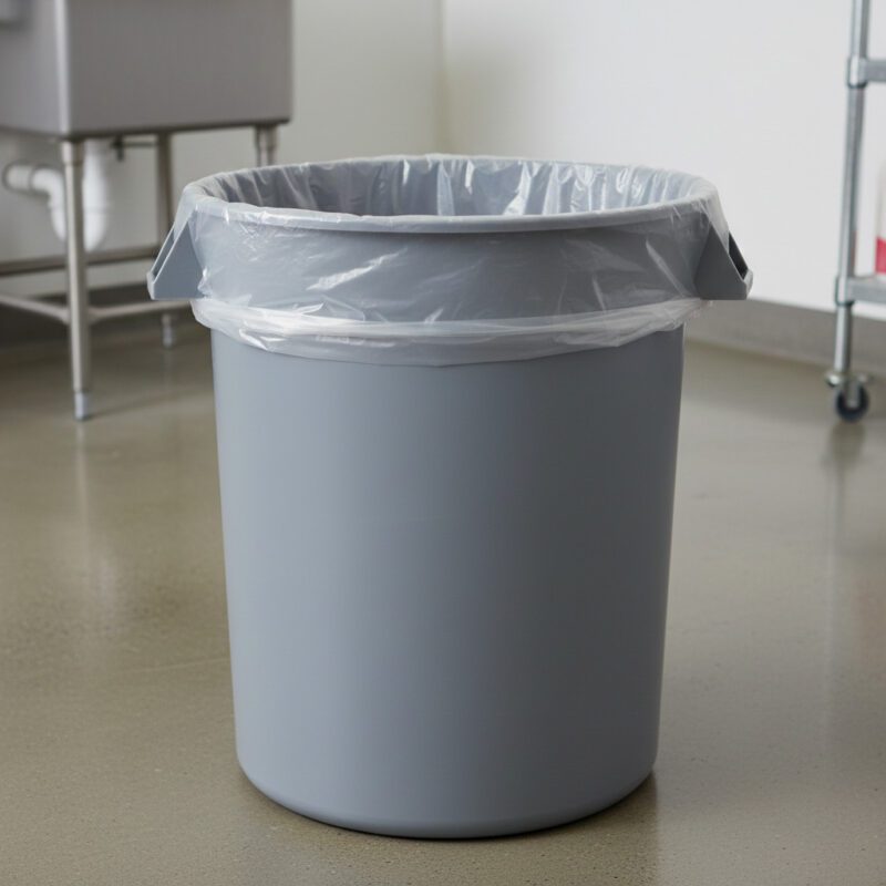 106211-60-Gallon-Clear-HD-Can-Liners Clear 60-gallon high-density industrial trash liners for large-scale recycling.