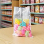 medium takeout plastic bag with candies inside