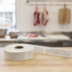 Safe Handling Meat Gum Tape 1.5 inch by 500 feet roll for USDA compliance.