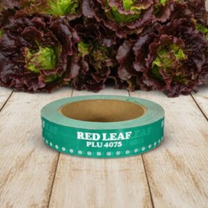 Led leaf lettuce tape green with white text on table