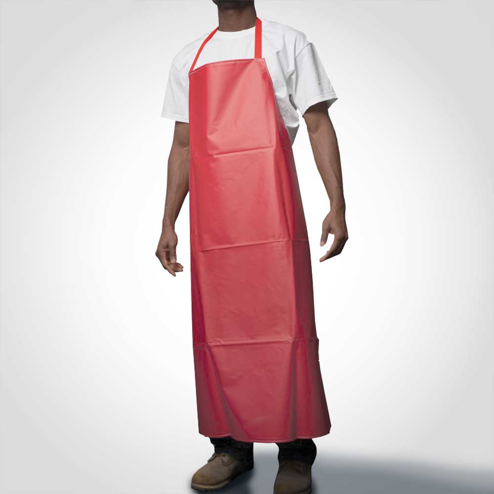 Vinyl Red Apron With Pocket Foodservice Apparel