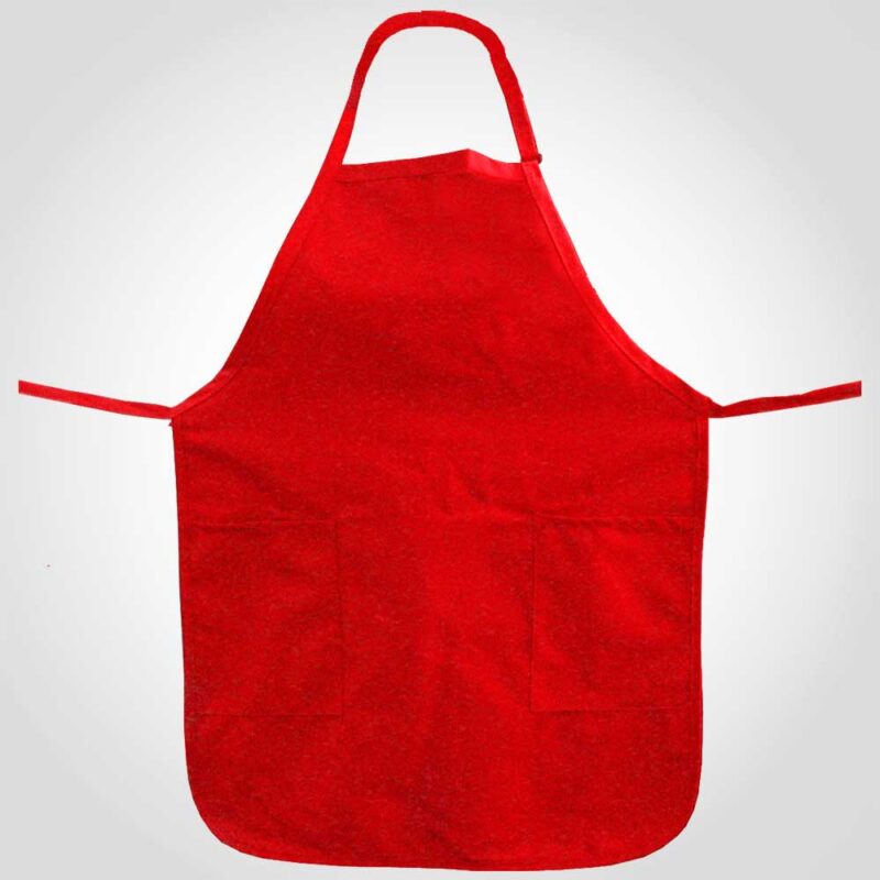 130022 Red Cloth Apron with 2 Check Pockets