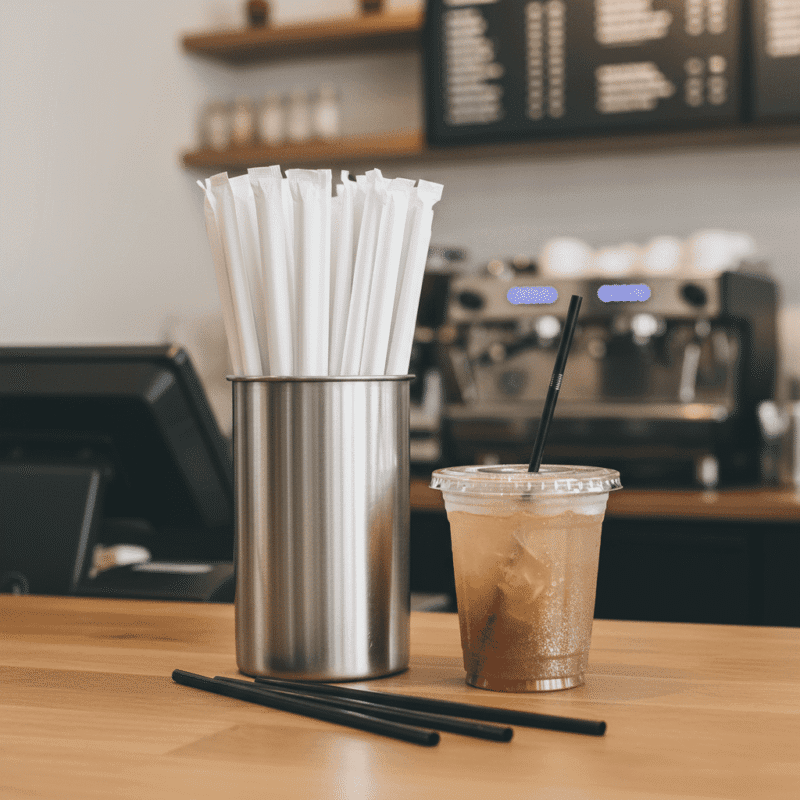 Giant Wrapped Straws Black