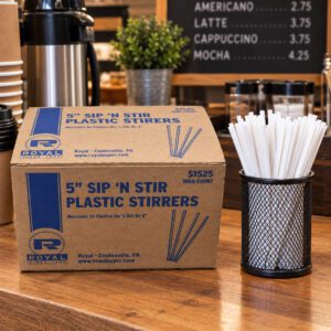 5 inch white plastic stir sticks
