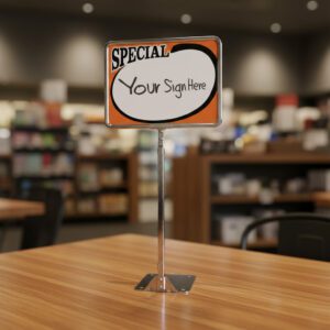 Store Sign Frame with Metal Adjustable Stand Chrome 7″ x 11″