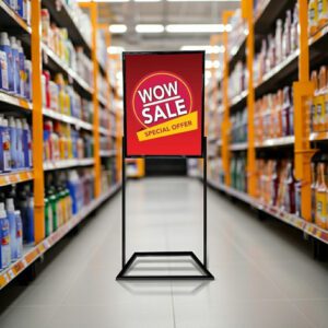 Sign Holder Floor Stand Black 22" x 28" x 62” tall