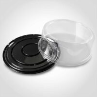 8 inch Cake Container 1-2 Layer Black Base with Clear Lid