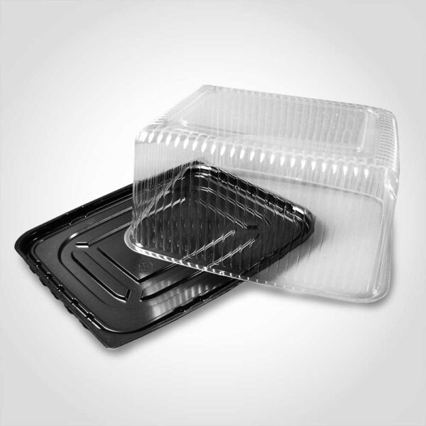 Eighth Sheet Cake Container, Black Base with Clear Lid