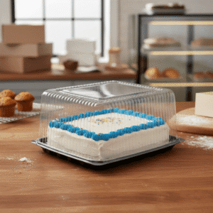 Eighth Sheet Cake Container, Black Base with Clear Lid - 100/case