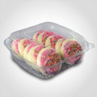 Large Cookie Container with Hinged Lid 8 x 8 x 3 inch