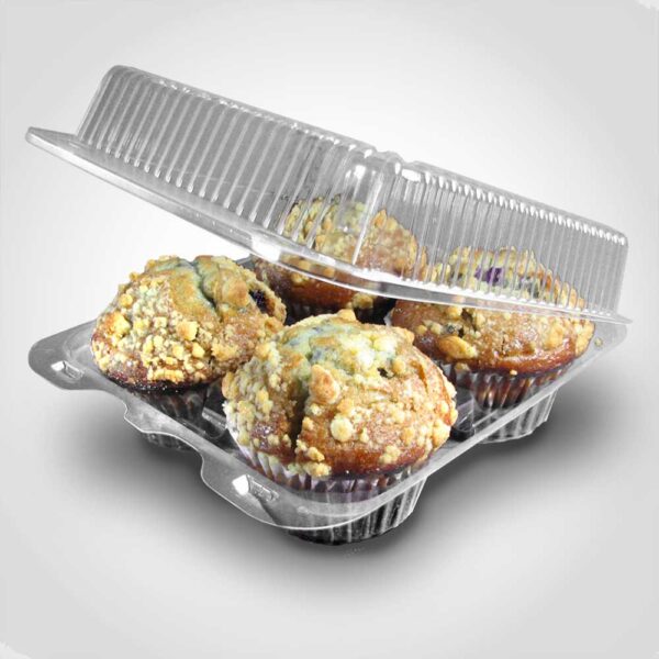 4 Count Large Muffin Plastic Cupcake Take out Container