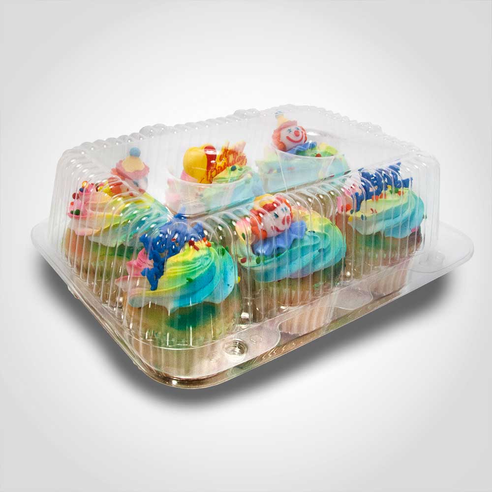 6 Count High Top Plastic Cupcake Container 200 Pack