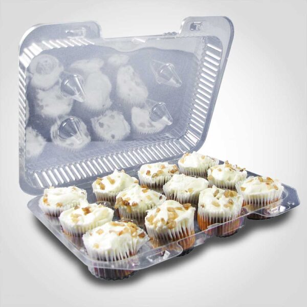 12 Count Mini Muffin Plastic Cupcake Containers for Bakery Take Out