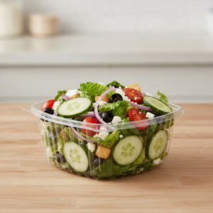 64 oz. Take Out Container with Perforated Removable Flat Lid for catering