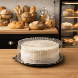 7 inch Cake Container 1-2 Layer Black Base with Clear Lid