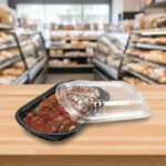 Wholesale Half-Slab Rib Containers with Lids on a deli counter
