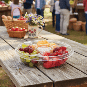 10 inch 4 Compartment Fruit or Deli Tray with Lid - 100/case