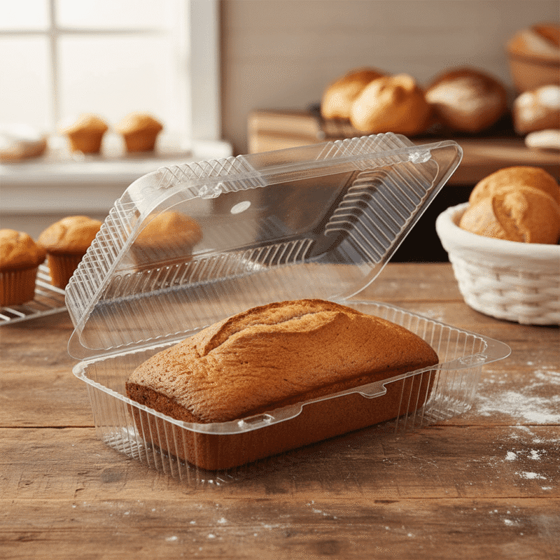 260686 Loaf Clamshell Featuring a barlock 60oz rectangular footprint