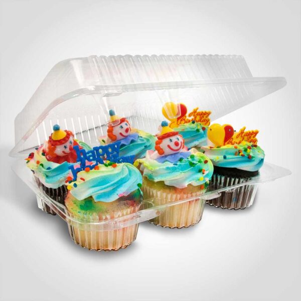 6 Count Cupcake Container PET Plastic Take out Container