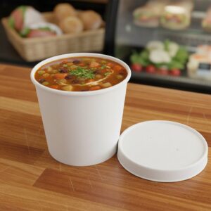 8oz paper cup for soups and other foods on a deli counter