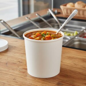 32oz paper cup for soups and other foods on a deli counter