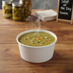 8oz paper cup for soups and other foods on a deli counter