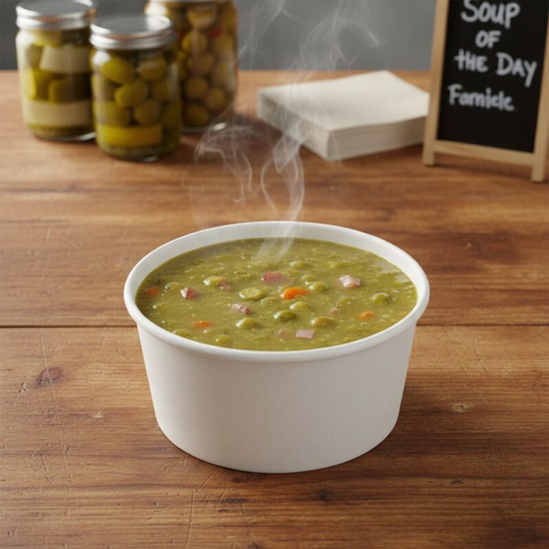 8oz paper cup for soups and other foods on a deli counter