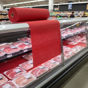 Suregrip Red Liner Meat Case Liner shown on case
