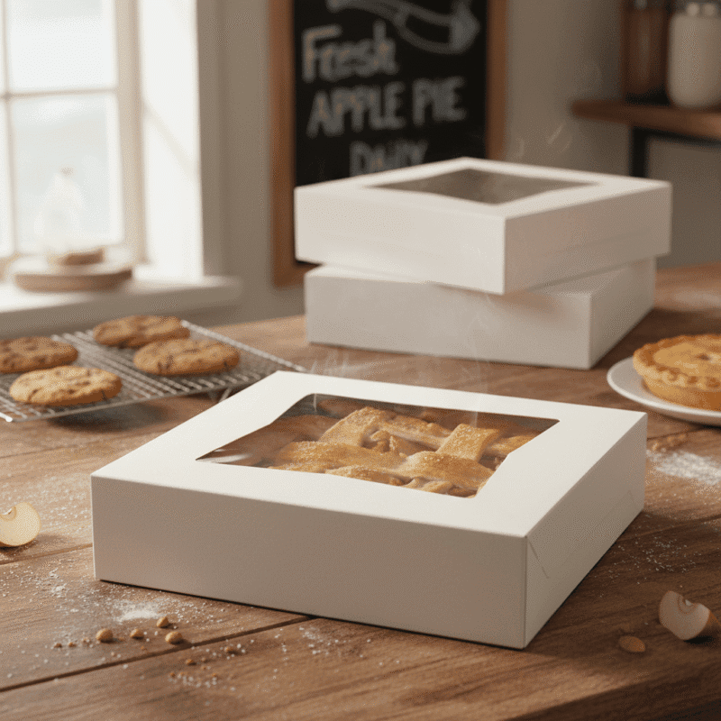 360198 10 inch Pie Boxes with Window with pie inside
