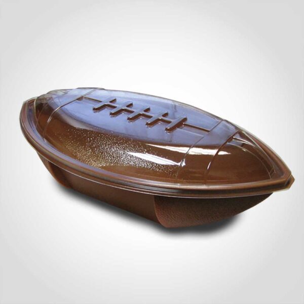 Brown Football Tray with Dome Lid - 50 Pack