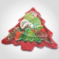 Red Christmas Tree Tray with lid