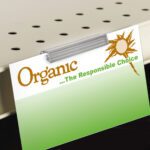 Organic Sign Card using sign clip on shelf