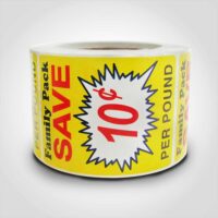 Family Pack Burst 10 Cent Label - 1 roll of 500 stickers
