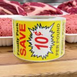 Family Pack Save 10 cents per pound discount butcher sticker