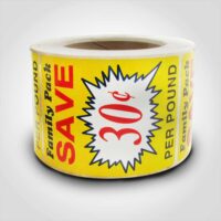 Family Pack Burst 20 Cent Label - 1 roll of 500 stickers