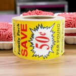 Family Pack Save 50 cents per pound discount butcher sticker