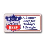 USDA Select Beef - A Leaner Beef label on a foil sticker with red and blue print - 1 roll of 1000