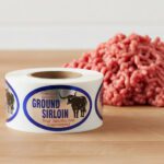 Ground Chuck sirloin on a silver foil label