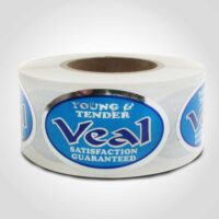 Veal Silver Foil Label 1 roll of 500 stickers