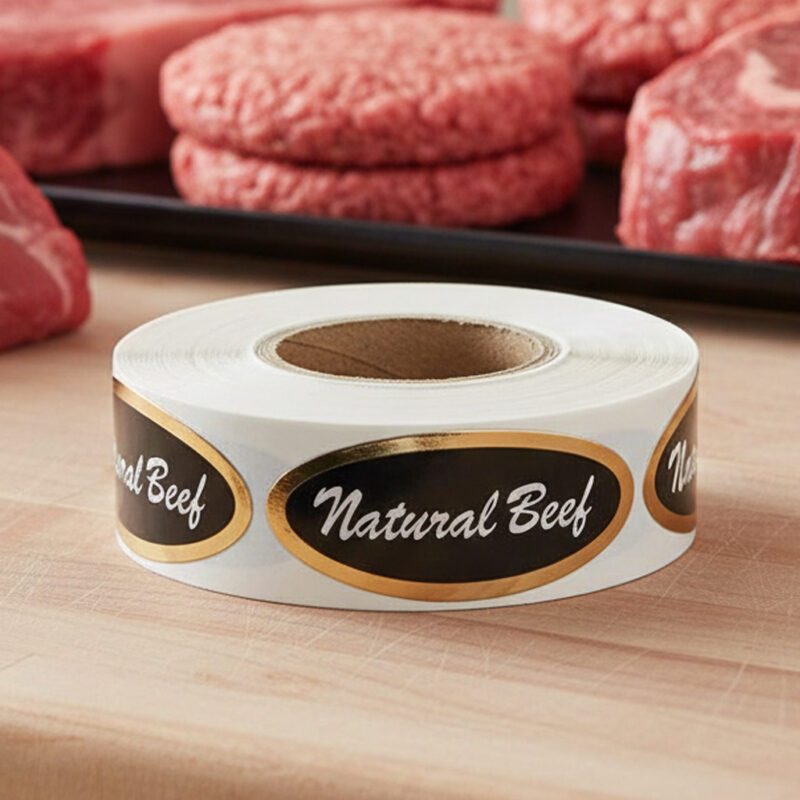 500174-Natural-Beef-Label natural beef sticker on a gold foil label