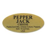 Pepper Jack Cheese Label Gold Foil Stick with ingredients