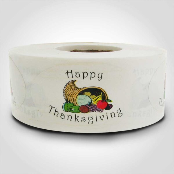 Happy Thanksgiving Label 1 roll of 500 stickers