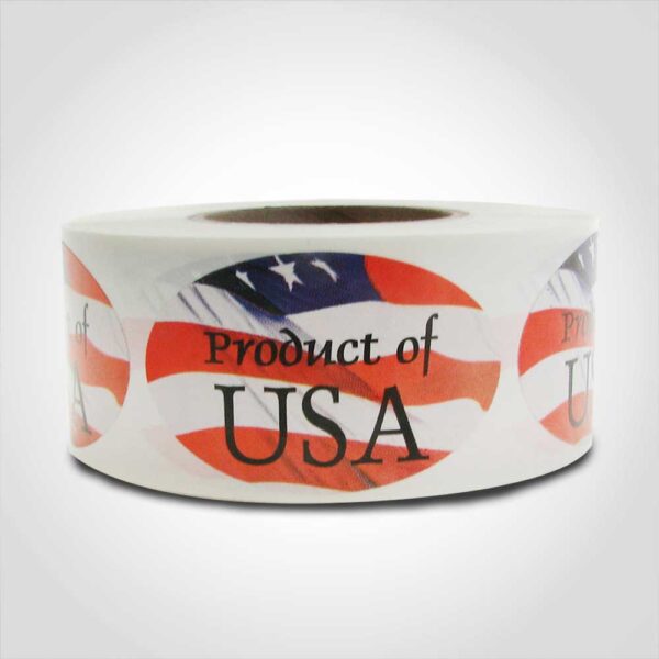 Product of the USA Flag Label 1 roll of 500 stickers
