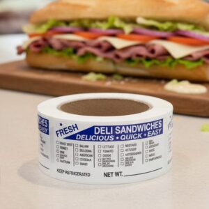 deli sandwiches check off label on a rectangle sticker