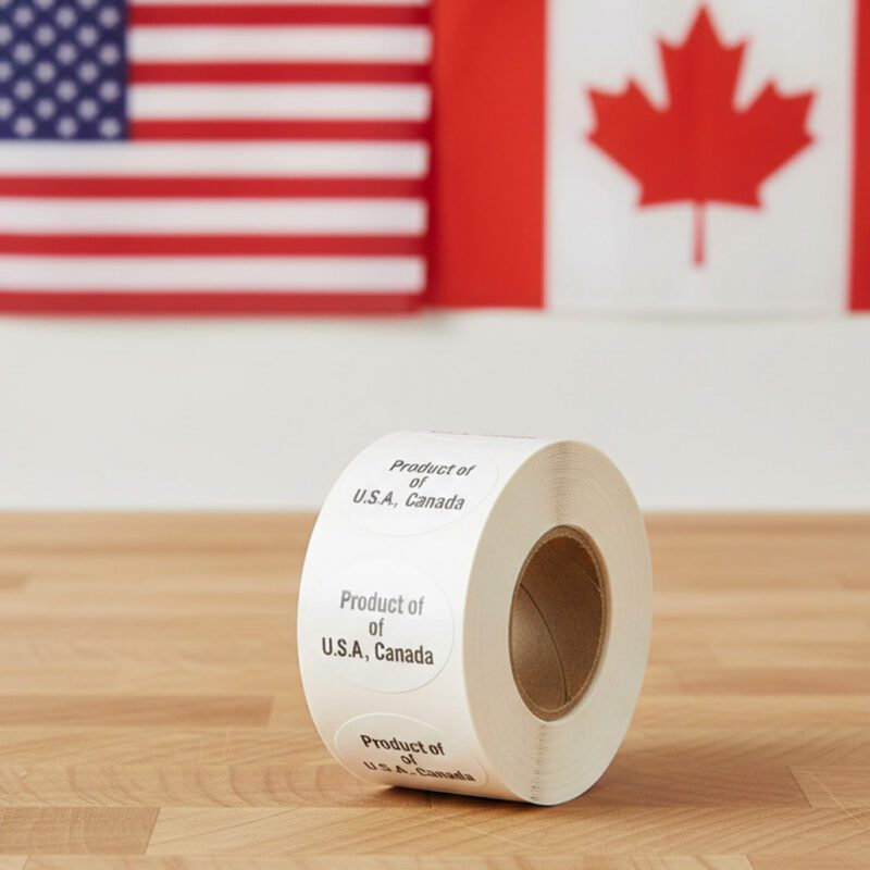 500574-Product-of-U.S.A Product of the USA and Canada Sticker on a white label